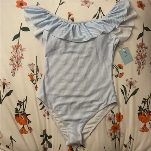 Cupshe Other - blue and striped one piece swimsuit :)